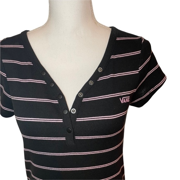 Vans Black with Pink Stripes Ally Stripe Cotton Midi Dress - Picture 4 of 15